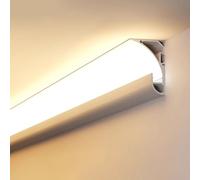 Canal en aluminium pour plinthe à LED, diffuseur LED à montage en surface pour décoration de plafond, éclairage indirect, ligne de moulage de couronne, plinthe (24 m / 78.7ft)