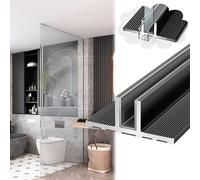 Canal en Verre Profilé de Fixation en Forme de TT pour Cloison Vitrée, Rail Retenue Robuste Encastré Sol Porte Douche Sans Cadre, Profilé Alliage D'aluminium Noir(W12mm(1/2"),L2.30m/7.5ft)