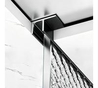Canal en Verre Profilé Mural en Verre Noir, Rail de Fixation en Forme de F pour Paroi de Douche Sans Cadre, Profilé D'encastrement pour Séparateur de Balcon(W8mm(5/16"),L1m/3.3ft)