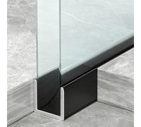 Canal en Verre Profilé U Sécable Verre, Guide Inférieur Alliage D'aluminium Encastré Dans Le Sol, Bandes Bordure Robustes Personnalisables Panneaux Séparation(IW10mm(3/8"),L1.1m (43 1/4"))
