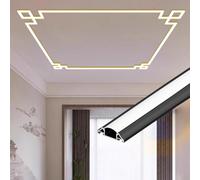 Canal LED noir de 15 m pour moulage de plafond et de couronne, profil LED en aluminium pour éclairage indirect, diffuseur de lumière moderne pour décoration d'intérieur