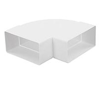 Canal plat coudé à 90° - 110 x 55 mm - horizontal - Pour système de ventilation, conduit d'évacuation ou conduit d'air - Raccord d'angle - Plastique résistant aux UV ASA