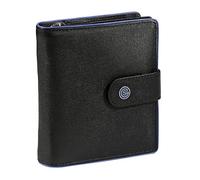 Canal Saint Martin - Portefeuille femme en cuir noir avec Porte monnaie fermeture zippée - 13 emplacements cartes + 2 compartiments à billets + fenêtre en PVC - Fermeture pression soignée