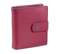 Canal Saint Martin - Portefeuille femme en cuir rose fushia avec Porte monnaie fermeture zippée - 13 emplacements cartes + 2 compartiments billets + fenêtre en PVC - Fermeture pression