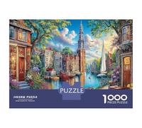 Canal Scène pour Après L'école : 1000 Pièces Jeu De Puzzles en Lot Canal Amsterdam Ultra Difficult Puzzle Et Activité Fuzzle, Puzzle À La Meilleure Évaluation Éducative 70x50cm/1000pcs