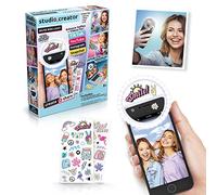 Canal Toys Anneau Lumineux à Selfie à Clipser sur téléphone/Ordinateur Portable/Tablette, 3 Modes d'éclairage, Personnalisable, avec Feuilles d'autocollants, à partir de 8 Ans, Blanc