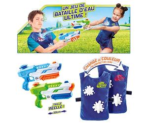 Canal Toys - Hydro Blaster Game - 2 Pistolets à Eau - 4 Ans + - EXT 001 | 2 Pistolets à Eau et 2 Dossards avec Cibles qui Changent de Couleur - 10 m - Jeu Extérieur - Idée Cadeau Enfant Fille Garçon