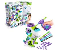 Canal Toys - Peluche Airbrush Dinosaure à Personnaliser - Peluche Spray Art avec Feutres et Pochoirs - Dès 6 ans - OFG 243, Blanc