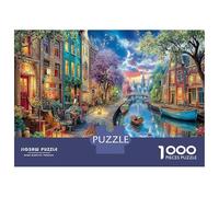Canal Ville Carton Extra Épais Canal de Venise Puzzle De Bricolage 12 Ans+ Jeu De Famille Stimulant Belle Décoration Murale pour La Maison 38x26cm/1000pcs