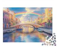 Canal Ville Puzzle 1000 Pièces Jouet en Bois Divertissement Créatif De l'art De La Décoration Construction de ponts Jeu Éducatif Challenge Toy Adultes & Enfants des 14 Ans 1000pcs (75x50cm)