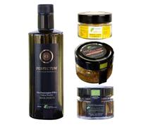 Canalotto Farm - Sélection gourmande d’huile d’olive extra vierge 500 ml + Pâté d’olives noires 50 g + Sel aux agrumes 100 g + Perfecte en saumure 100 g