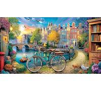 Canals-of-Amsterdam 1000 pièces Puzzle pour Adultes et Enfants de 12 Ans et Plus Papier recyclé Jeu Familial Amusant & Stimulant pour décoration Murale 38x26/1000 pièces