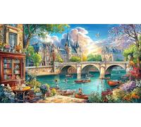 Canals-of-Amsterdam Papier recyclé Puzzle pour Adultes 1000 pièces Jeu Familial Amusant & Stimulant Jeux éducatifs pour Adultes et Enfants de 12 Ans et Plus 38x52/1000 pièces