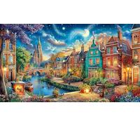 Canals-of-Amsterdam Puzzle 1000 pièces Extremement Difficile Jeu Stimulant Papier recyclé pour Adultes et Enfants de 12 Ans et Plus 70x50/1000 pièces