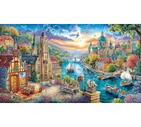 Canals-of-Amsterdam Puzzle 1000 pièces Papier recyclé Jeux éducatifs Idée Cadeau Parfaite pour Adultes et Enfants de 12 Ans et Plus Beau Puzzle de décoration 70x50/1000 pièces