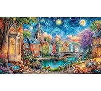 Canals-of-Amsterdam Puzzle 1000 pièces Papier recyclé Jeux éducatifs Idée Cadeau Parfaite pour Adultes et Enfants de 12 Ans et Plus Beau Puzzle de décoration 38x52/1000 pièces