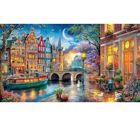 Canals-of-Bruges Puzzle pour Adultes 1000 pièces Extremement Difficile Stimulant Jeu éducatif détente Cadeau Amusant & Activité Maison 70x50/1000 pièces