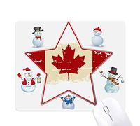 Canandian Flag and Maple Leaf Christmas Snowman Family Star Mouse Pad