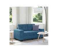 CanapA dangle droit fixe moment 2 places en velours bleu