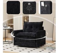 Canapé 1 place pivotant 360° 92 × 74 × 67 cm fauteuil lounge avec accoudoirs moderne chenille noir