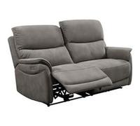 Canapé 2,5 places relax électrique tissu polyester imitation peau gris foncé - SULTAN