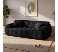 COMHOMA Canapé 2 places, 180 x 86 x 40 cm, canapé de sol, canapé avec dossier, coussin et accoudoir, canapé moderne en tissu pour salon, appartement, bureau, sans montage, noir
