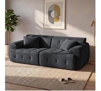 COMHOMA Canapé 2 places, 180 x 86 x 40 cm, canapé de sol, canapé avec dossier, coussin et accoudoir, canapé moderne en tissu pour salon, appartement, bureau, sans montage, gris foncé