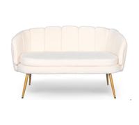 Canapé 2 places arrondi Brenda Tissu bouclette Beige