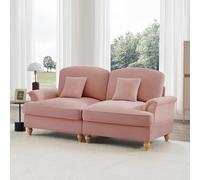 Canapé 2 Places avec accoudoirs évasés, Canapé modulaire Élégant avec cantonnière Amovible et Pieds en Bois, pour salonen hambre et Home cinéma, Fauteuil rembourré en Chenille Confortable Rose