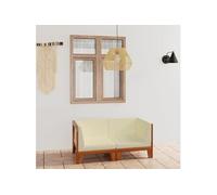 Vidaxl Canapé 2 Places Avec Coussins Blanc Crème Bois D'acacia Massif Blanc