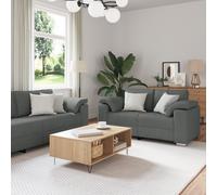 Canapé 2 Places Avec Coussins En Tissu Gris Foncé