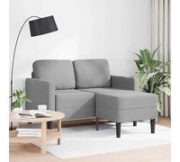 Canapé 2 places avec méridienne en forme de L, gris clair, futon moderne, pour salon et petits espaces, 125 cm, housse en tissu, confortable et peu encombrant