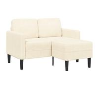 Vidaxl Canapé 2 Places Avec Méridienne En L Crème 125 Cm Lin