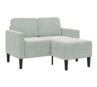vidaXL Canapé 2 places avec méridienne en L velours gris clair 125 cm