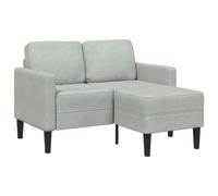 Canapé 2 places avec méridienne en L gris clair 125 cm velours vidaXL
