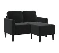 vidaXL Canapé 2 Places avec méridienne en L Noir 125 cm Velours, canapé 2 Places de Chambre, Causeuse, canapé Deux Places, canapé Convertible 2 Places