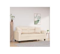 Canapé 2 places avec oreillers beige 140 cm tissu microfibre