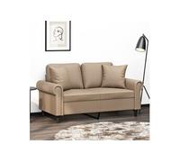 vidaXL Canapé 2 places avec oreillers cappuccino 120 cm similicuir