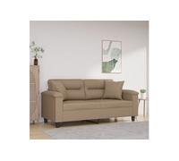 Vidaxl Canapé 2 Places Avec Oreillers Cappuccino 140 Cm Similicuir