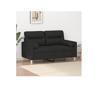 Vidaxl Canapé 2 Places Avec Oreillers Décoratifs Noir 120 Cm Tissu Noir