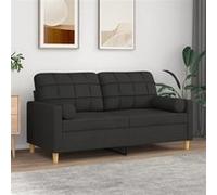 vidaXL Canapé 2 Places avec oreillers décoratifs Noir 140 cm Tissu, canapé, Causeuse, canapé de Salon, canapés, canapé rembourré, sièges de Salon