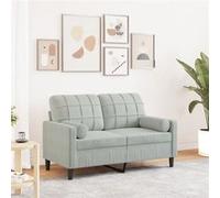 Canapé 2 places avec oreillers gris clair 120 cm velours Gris clair G