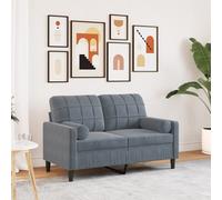 Canapé 2 places avec oreillers gris foncé 120 cm velours canapé vidaXL
