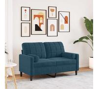 vidaXL Canapé 3 Places avec oreillers décoratifs Bleu 180 cm Velours