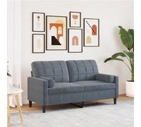 Canapé 2 places avec oreillers gris foncé 140 cm velours Gris foncé G