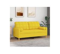 Vidaxl Canapé 2 Places Avec Oreillers Jaune Clair 140 Cm Tissu Jaune