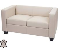 Canapé / Sofa Lille, 2 Places, 137x75x70cm, Cuir Reconstitué Crème Multicolore