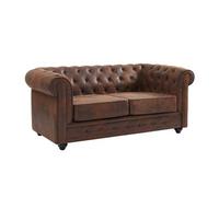 Canapé 2 places CHESTERFIELD en microfibre aspect cuir vieilli