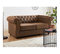 Canapé 2 places CHESTERFIELD en microfibre aspect cuir vieilli