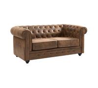 Canapé 2 places CHESTERFIELD en microfibre aspect cuir vieilli